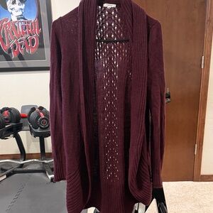 Maurices Open-Front Purple Knit Cardigan